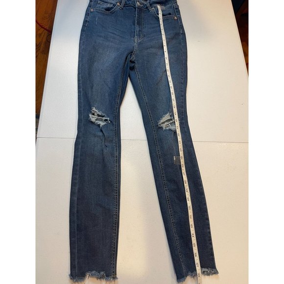 Wild Fable Womens Jeans Curvy Skinny High Rise Raw Hem Distressed Blue SZ Small - Picture 6 of 11